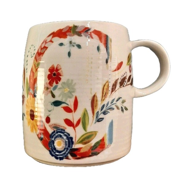 Anthropologie Other - Anthropologie Starla M. Halfmann Petal Palette Floral Coffee Initial "C" Mug Cup